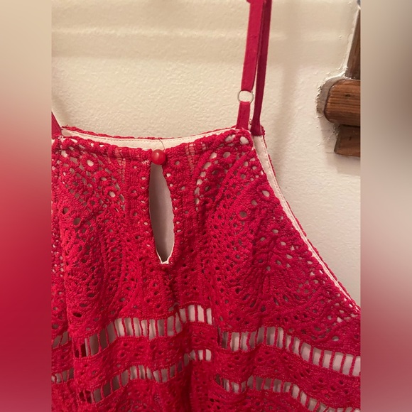 Like New! Beautiful Francesca's Collection Red Crochet Dress Size S - Picture 5 of 10